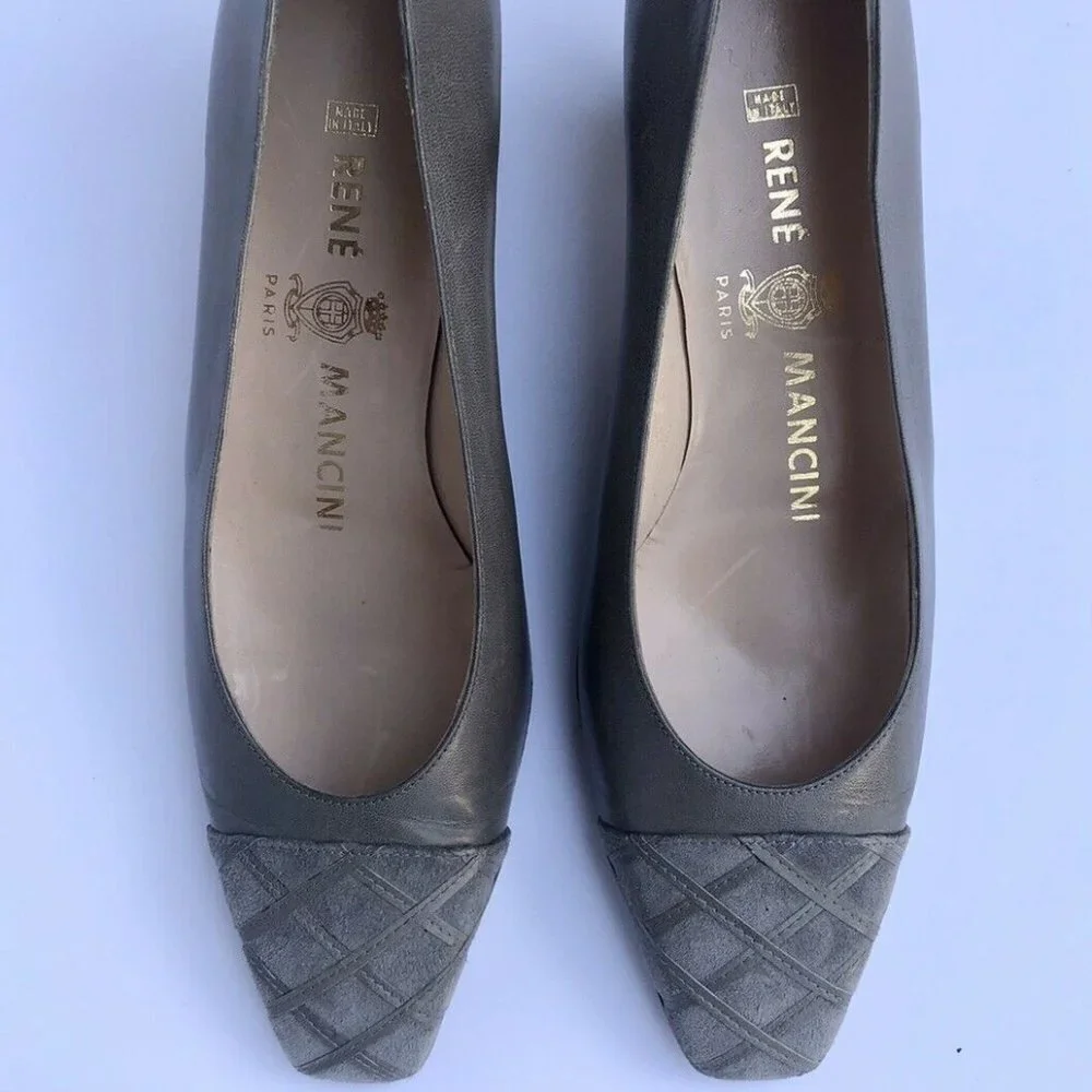New Rene Mancini Leather and Suede Gray Shoes